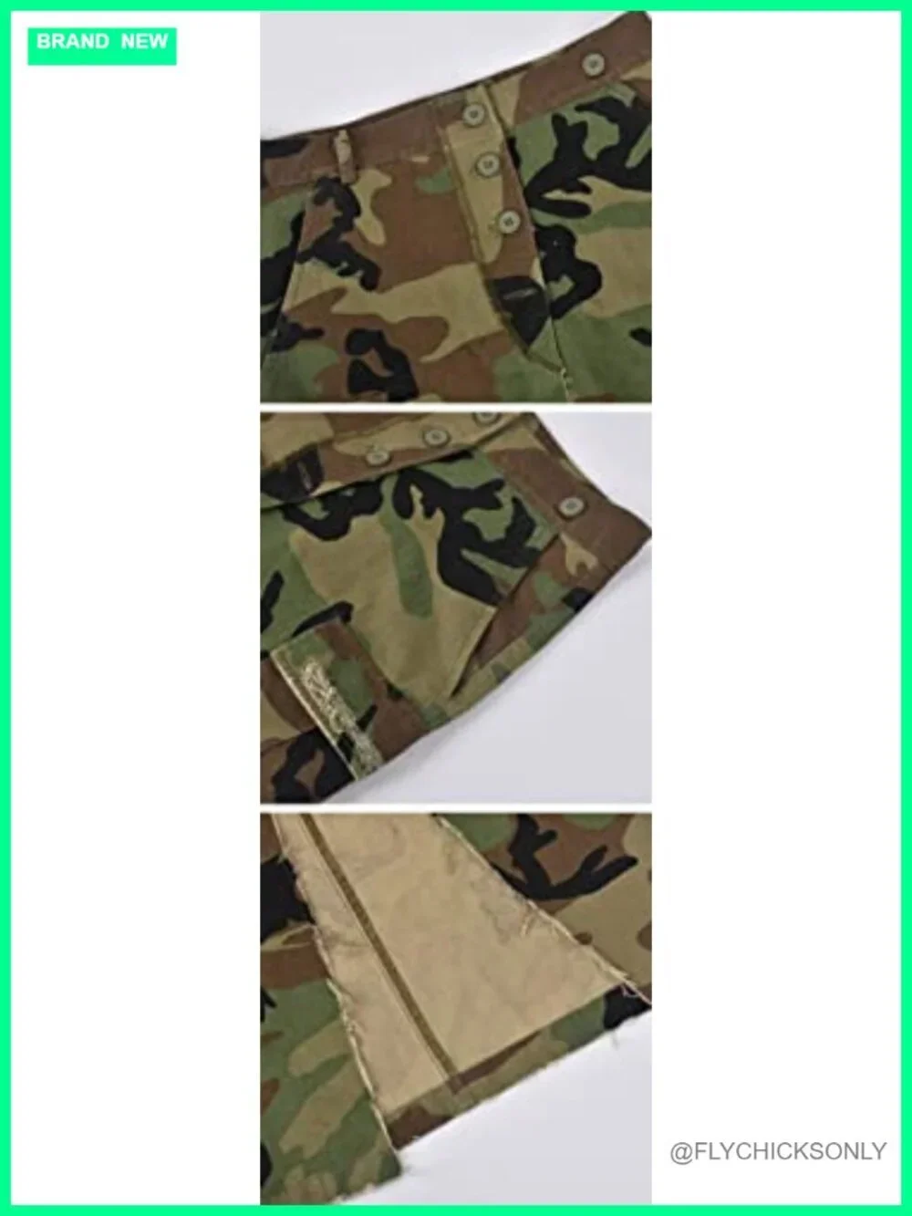 Camo Cargo Skirt Maxi Pencil with Pockets Button Slit